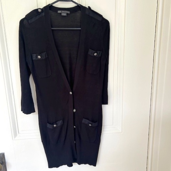 AX Armani Exchange Black Button Down Cardigan Sweater, Sz S - Picture 1 of 5